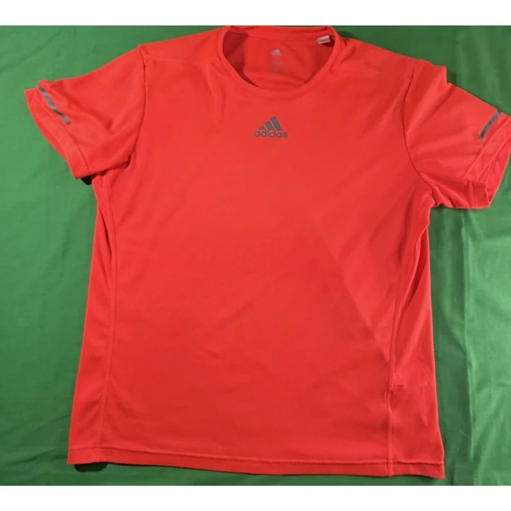 Adidas Running Men’s T-Shirt Neon Orange Reflective Athletic Size Large